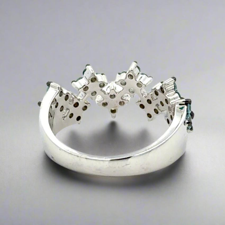 Aquamarine and Diamond 14K White Gold Estate Ring