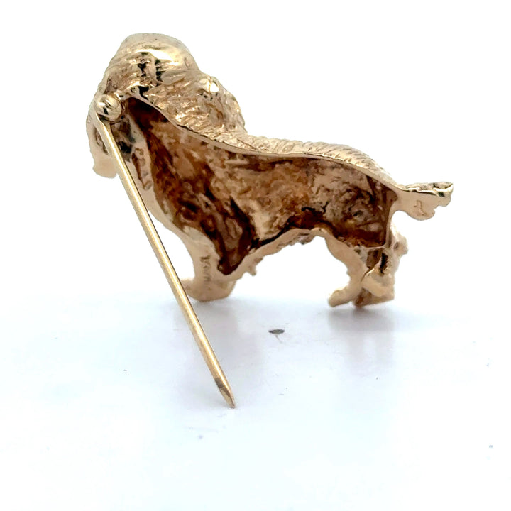 Estate Designer William Ruser Cocker Spinel Sapphire 14k Yellow Gold Brooch 15560