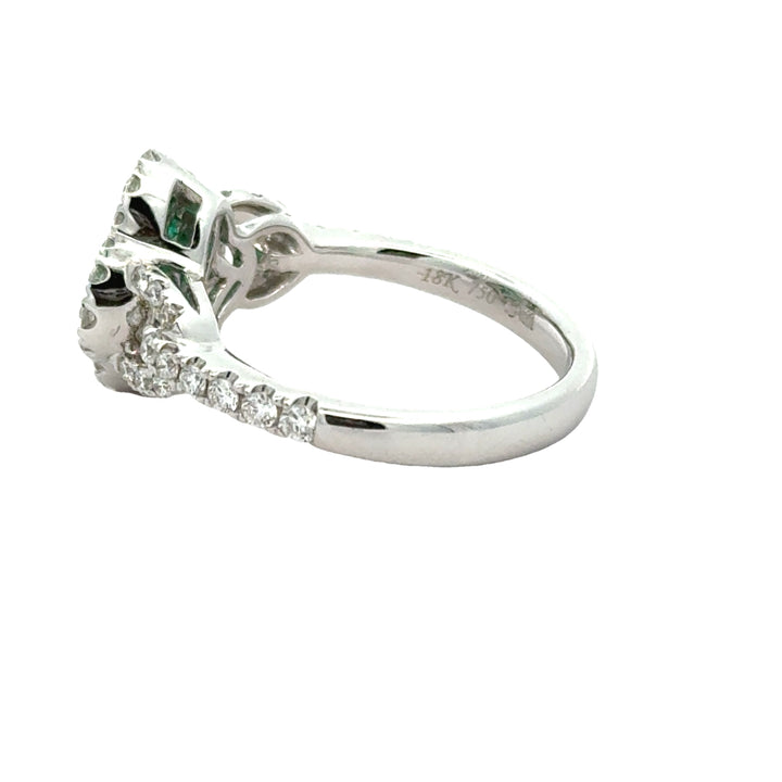 Emerald, Diamond and 18K White Gold Cocktail Ring