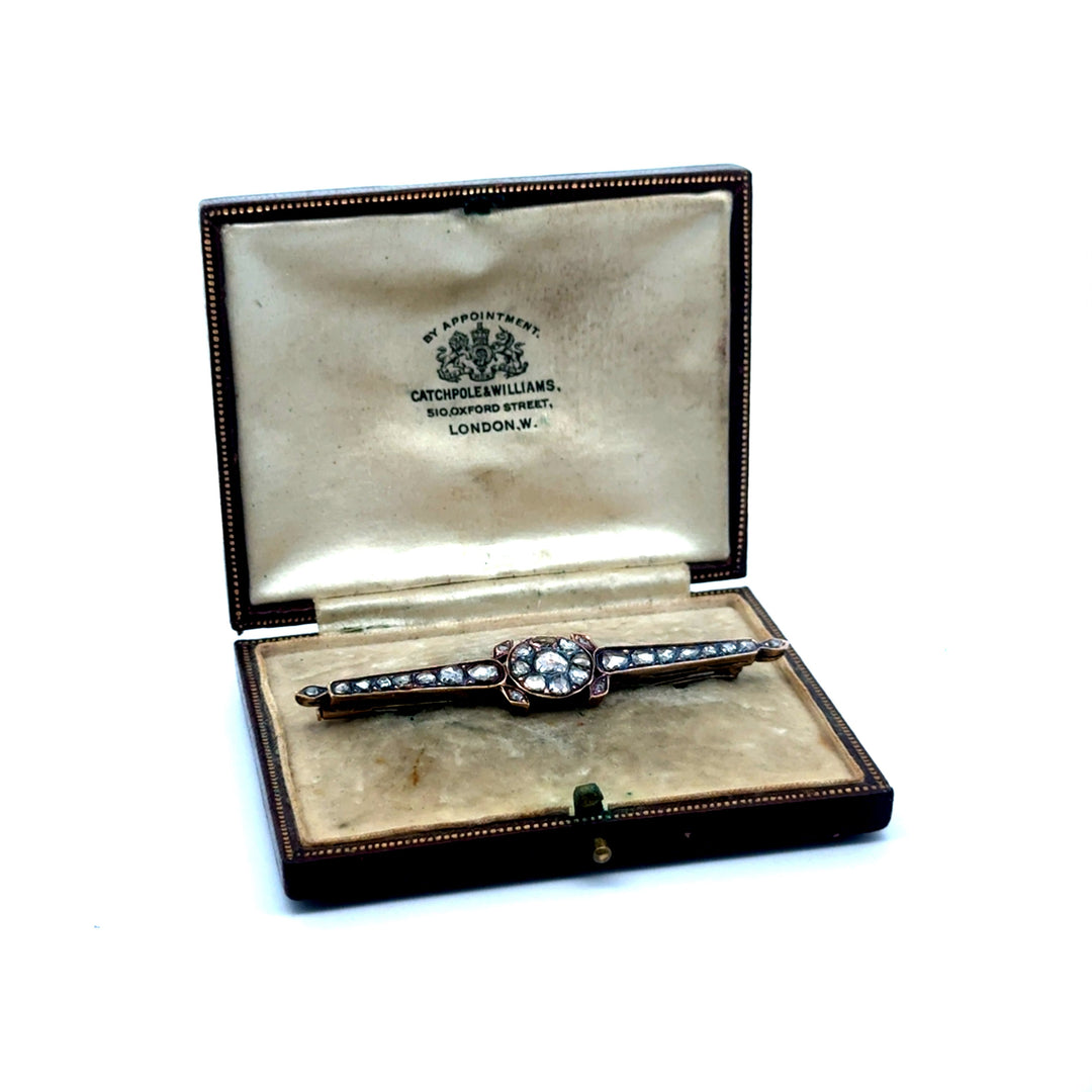 Estate Victorian 3.50 cttw Rose Cut Diamond 14K Yellow Gold/Silver Brooch 15669