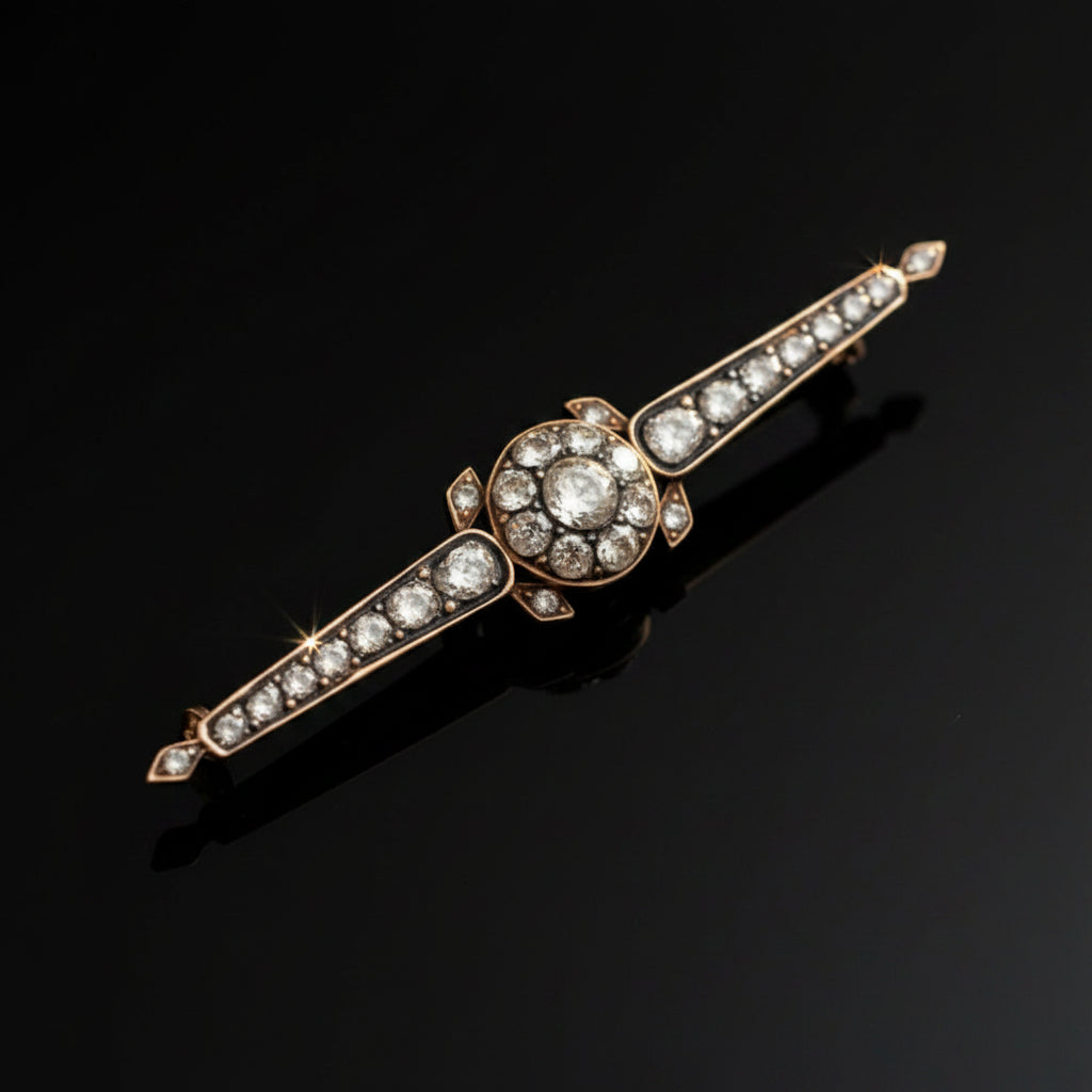 Estate Victorian 3.50 cttw Rose Cut Diamond 14K Yellow Gold/Silver Brooch 15669
