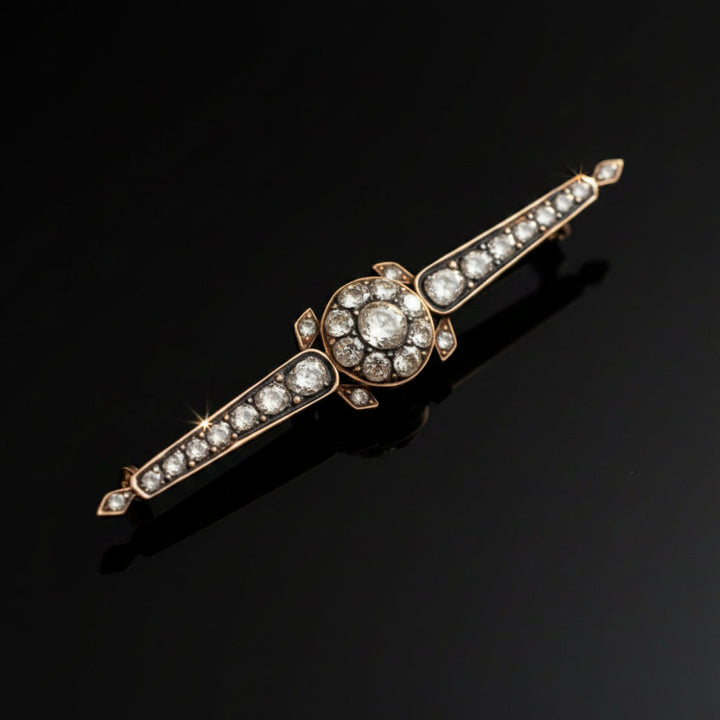 Estate Victorian 3.50 cttw Rose Cut Diamond 14K Yellow Gold/Silver Brooch 15669