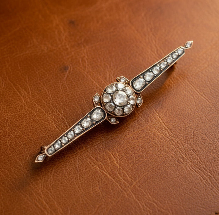 Estate Victorian 3.50 cttw Rose Cut Diamond 14K Yellow Gold/Silver Brooch 15669