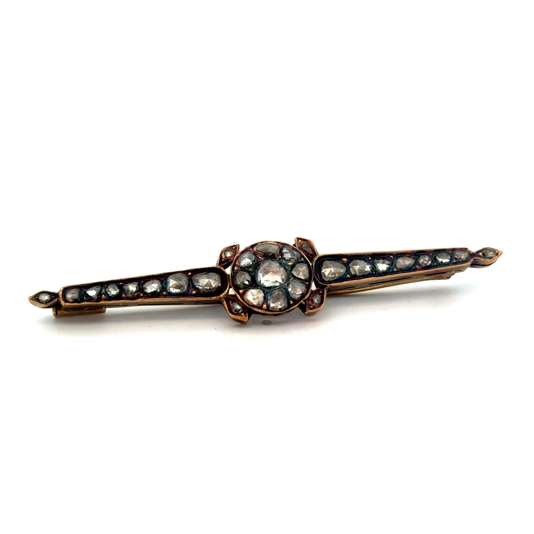 Estate Victorian 3.50 cttw Rose Cut Diamond 14K Yellow Gold/Silver Brooch 15669