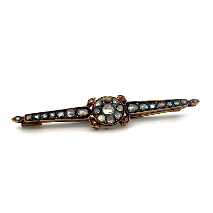 Estate Victorian 3.50 cttw Rose Cut Diamond 14K Yellow Gold/Silver Brooch 15669