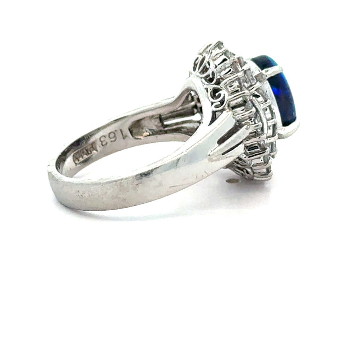 Estate Black Opal & Diamond Platinum Ring 15676