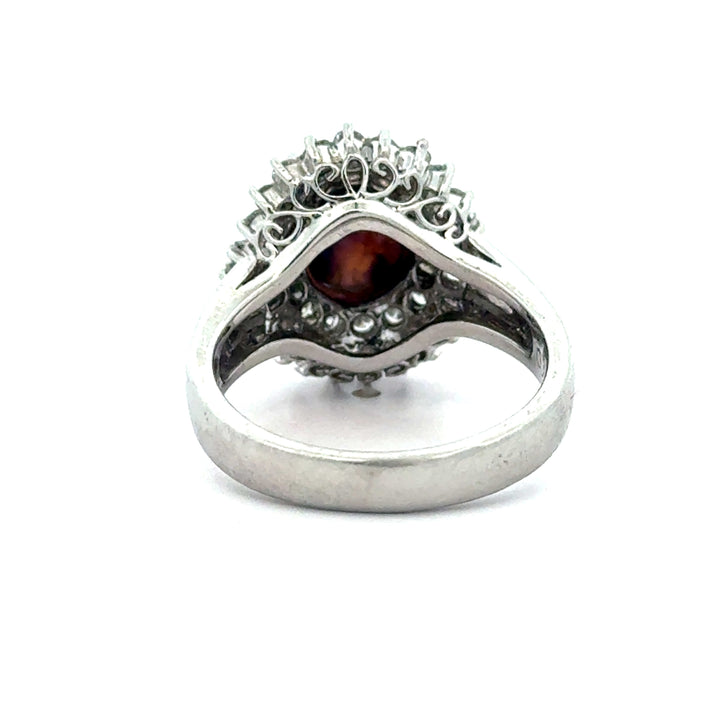 Estate Black Opal & Diamond Platinum Ring 15676