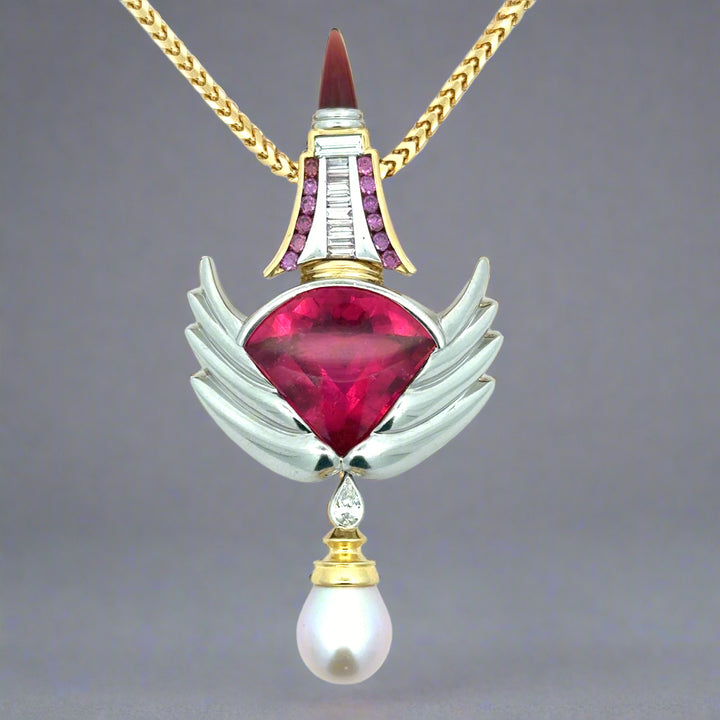 David Sacco Original  "The Art Of Being" Rubellite Natural Fancy Light Pink Diamond Necklace