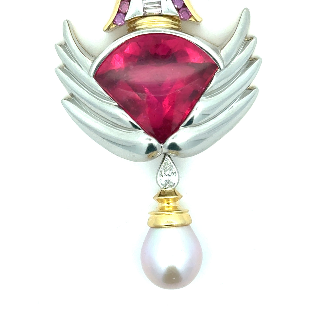 David Sacco Original  "The Art Of Being" Rubellite Natural Fancy Light Pink Diamond Necklace