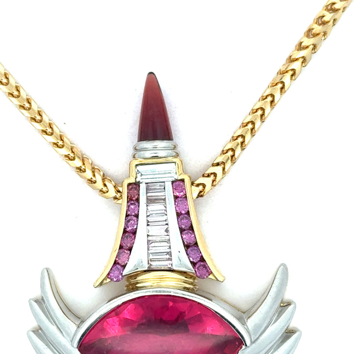 David Sacco Original  "The Art Of Being" Rubellite Natural Fancy Light Pink Diamond Necklace