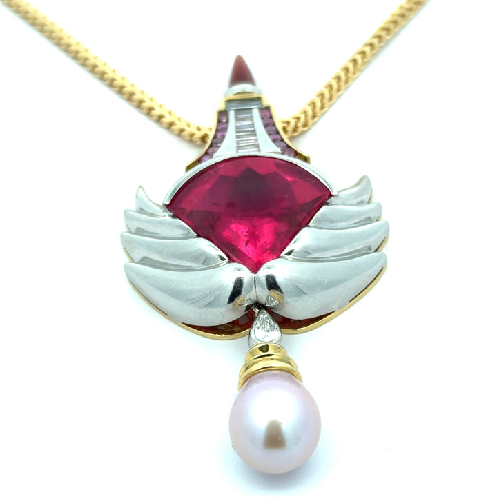 David Sacco Original  "The Art Of Being" Rubellite Natural Fancy Light Pink Diamond Necklace
