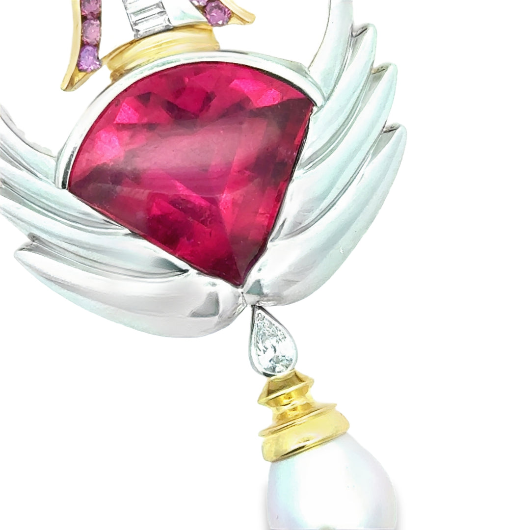 David Sacco Original  "The Art Of Being" Rubellite Natural Fancy Light Pink Diamond Necklace