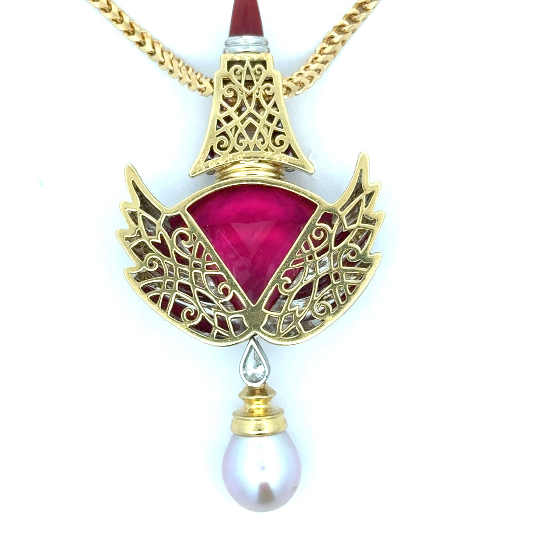 David Sacco Original  "The Art Of Being" Rubellite Natural Fancy Light Pink Diamond Necklace