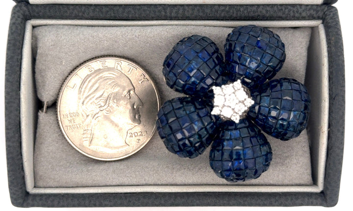 14.50 cttw Sapphire & Diamond 18K White Gold Ring 15700