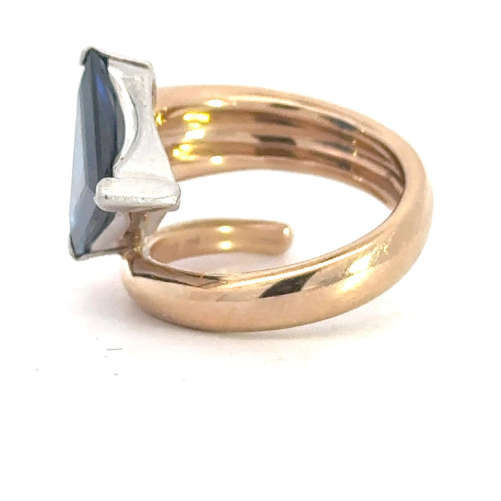 Estate Designer No Heat 3.88 ct Sapphire & Diamond Platinum/18 K Yellow Gold Ring 15722