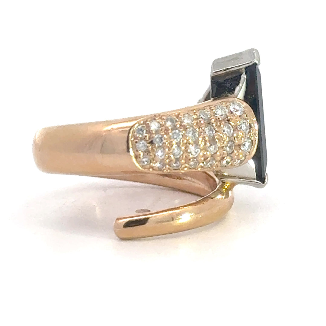 Estate Designer No Heat 3.88 ct Sapphire & Diamond Platinum/18 K Yellow Gold Ring 15722
