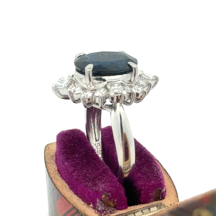 Estate 5.29 ct Sapphire & 1.12 cttw Diamond Platinum Ring 15723