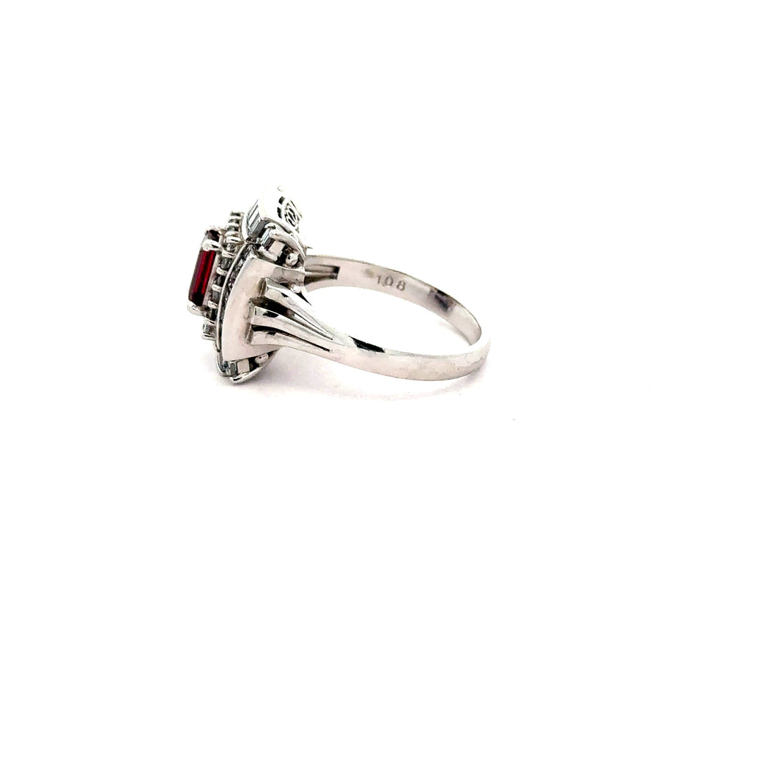 Estate Fine .69 ct Ruby & 1.08 cttw Diamond Platinum Ring 15765