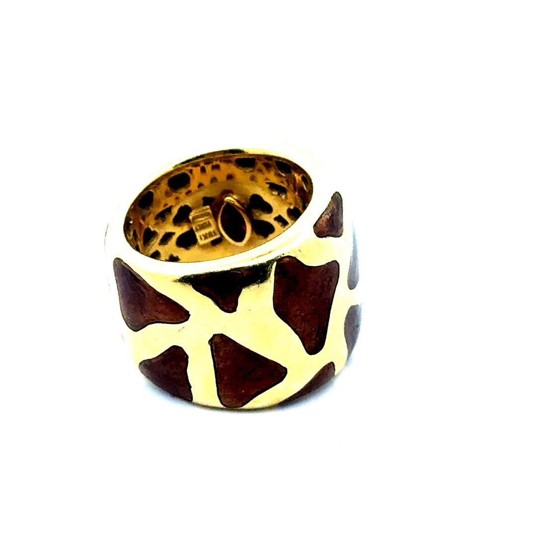 Roberto Coin Giraffe Enamel 18K Yellow Gold Ring