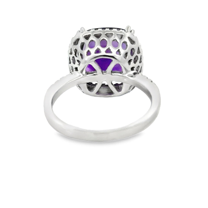 Amethyst and Diamond 14kt White Gold Ring