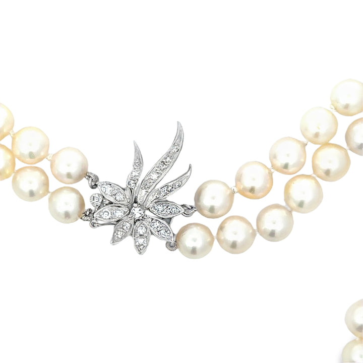 Vintage Two Strand Japanese Akoya Pearl Necklace