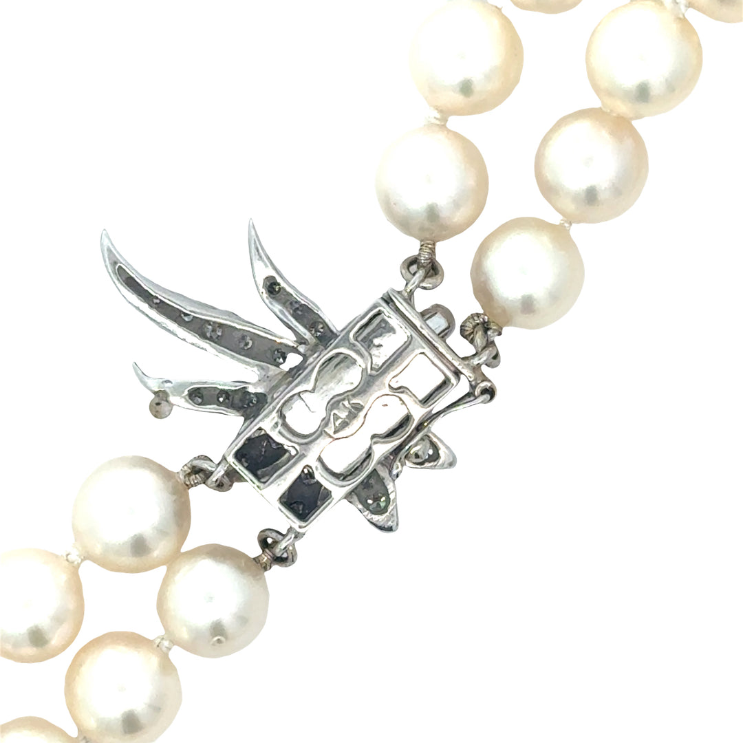 Vintage Two Strand Japanese Akoya Pearl Necklace