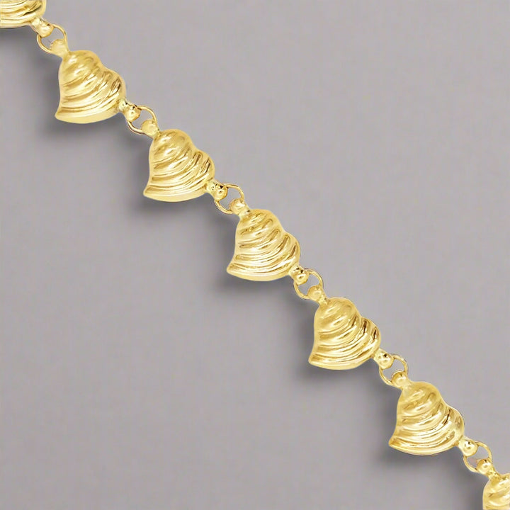 Puffed Heart 14K Yellow Gold Bracelet