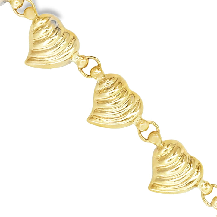 Puffed Heart 14K Yellow Gold Bracelet