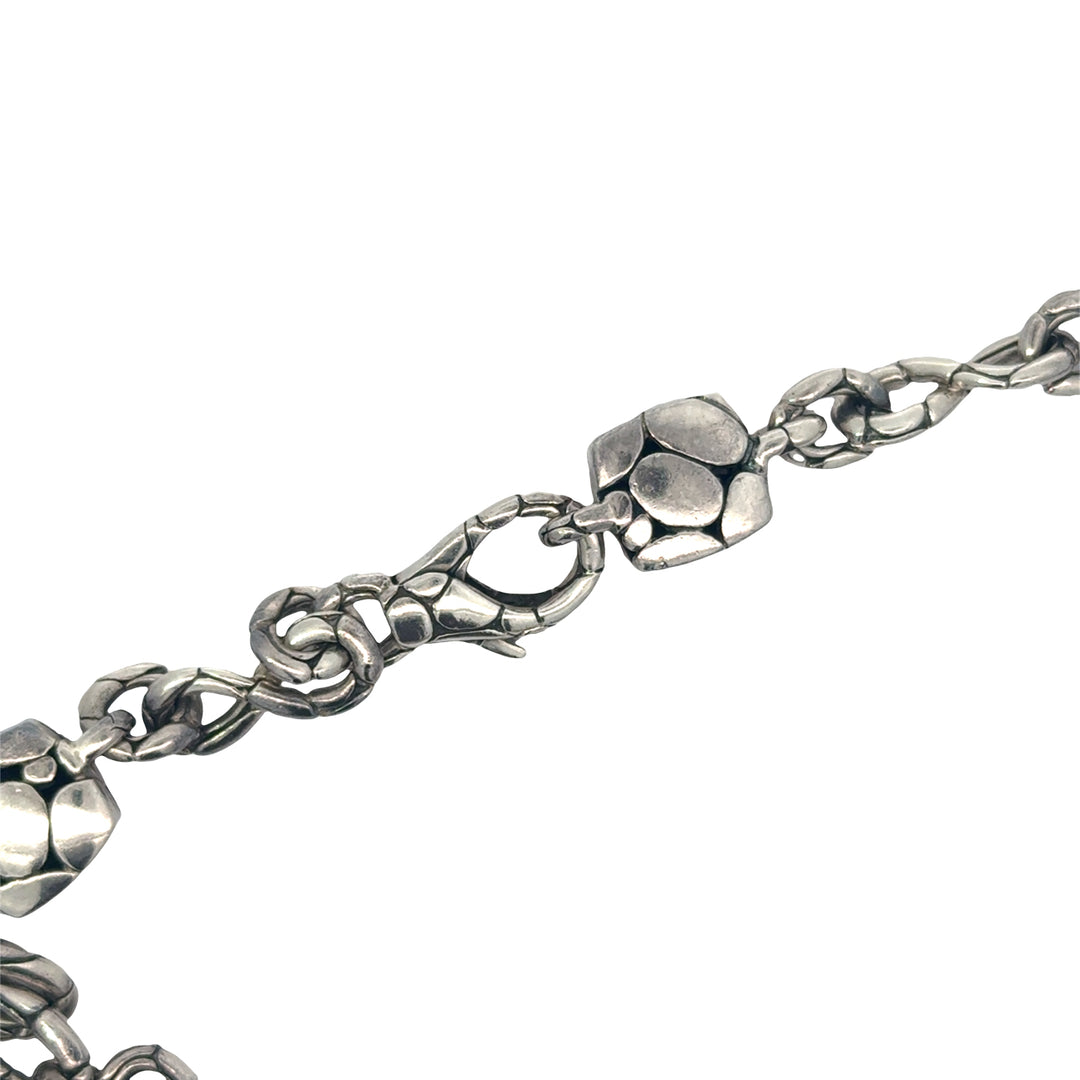 John Hardy Kali Lava Sterling Silver Black Sapphire Pendant/Chain Necklace