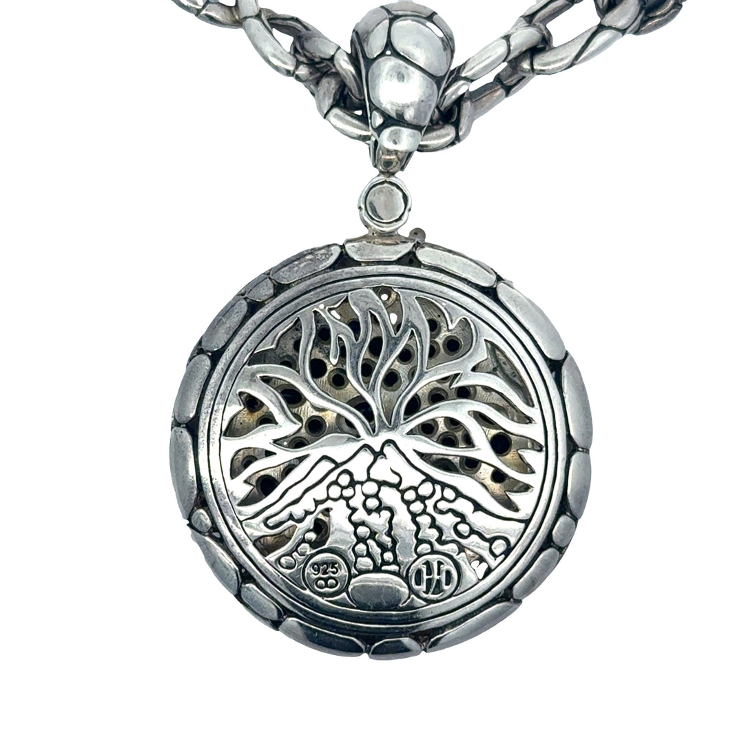 John Hardy Kali Lava Sterling Silver Black Sapphire Pendant/Chain Necklace