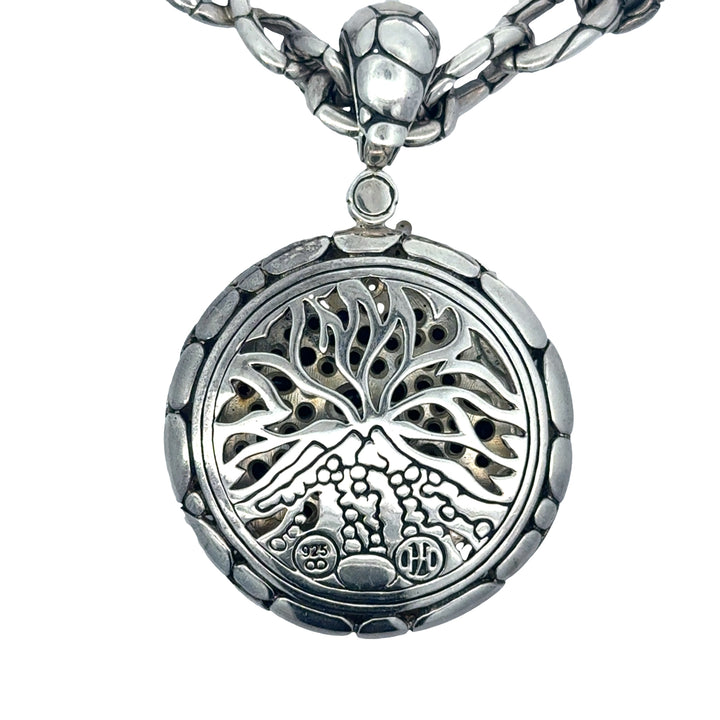 John Hardy Kali Lava Sterling Silver Black Sapphire Pendant/Chain Necklace