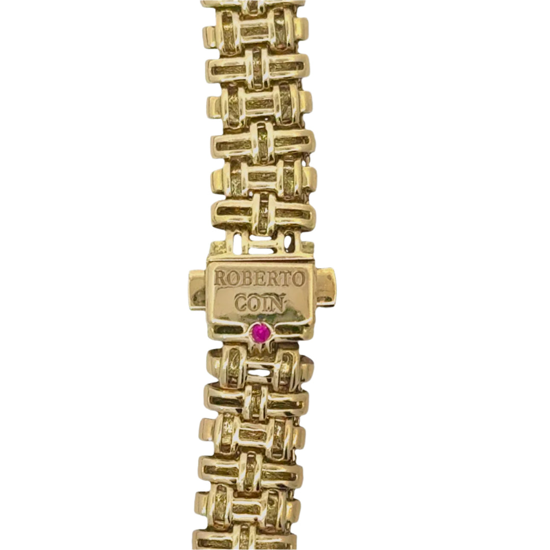 Roberto Coin Appassionata Basket Weave 18K Yellow Gold and Diamond Necklace