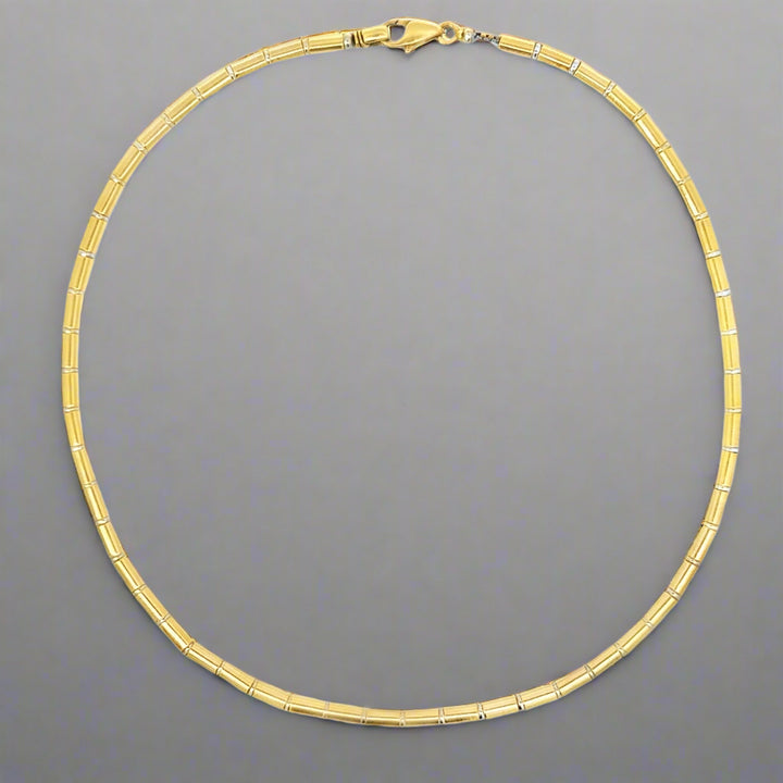 Vintage 18K Yellow Gold Tube and Ball Necklace