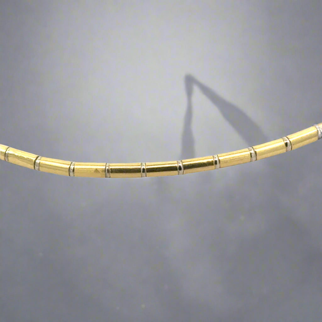 Vintage 18K Yellow Gold Tube and Ball Necklace