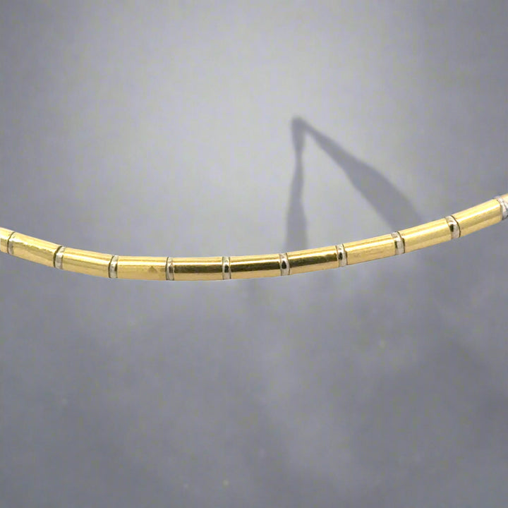 Vintage 18K Yellow Gold Tube and Ball Necklace