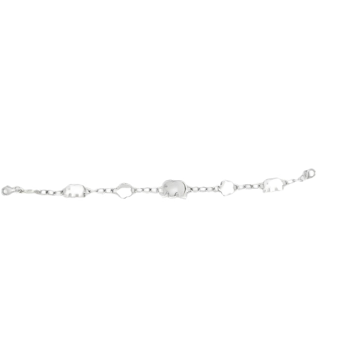 Italian Elephant and Flower 14K White Gold Bracelet