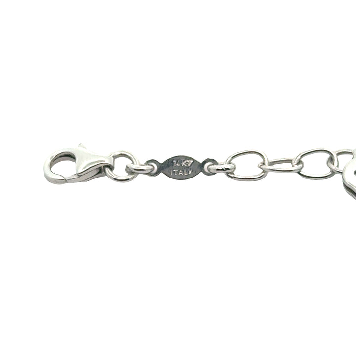 Italian Elephant and Flower 14K White Gold Bracelet