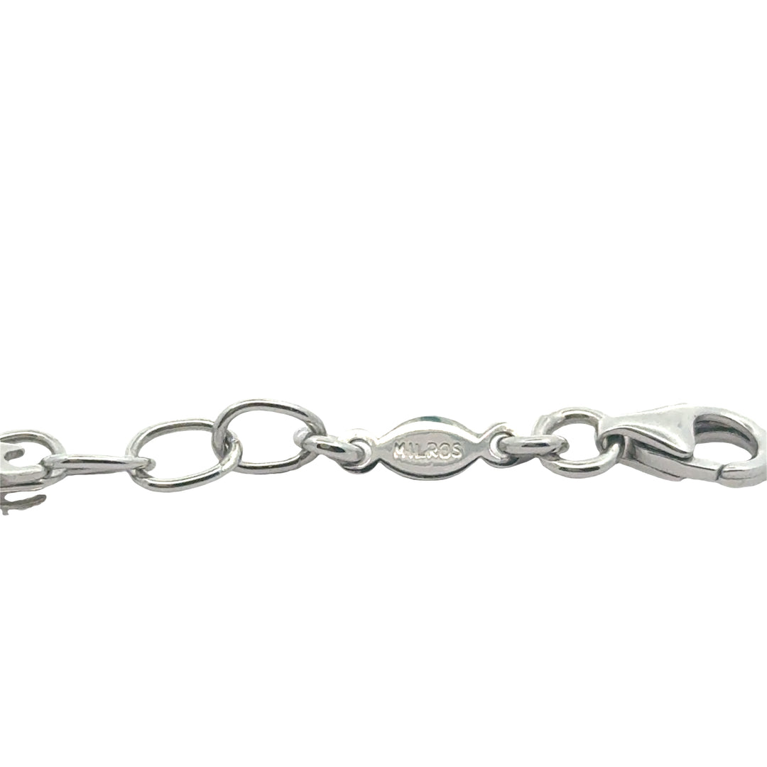 Italian Elephant and Flower 14K White Gold Bracelet