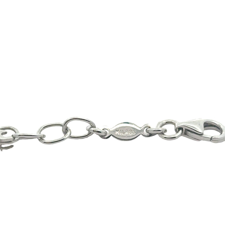 Italian Elephant and Flower 14K White Gold Bracelet