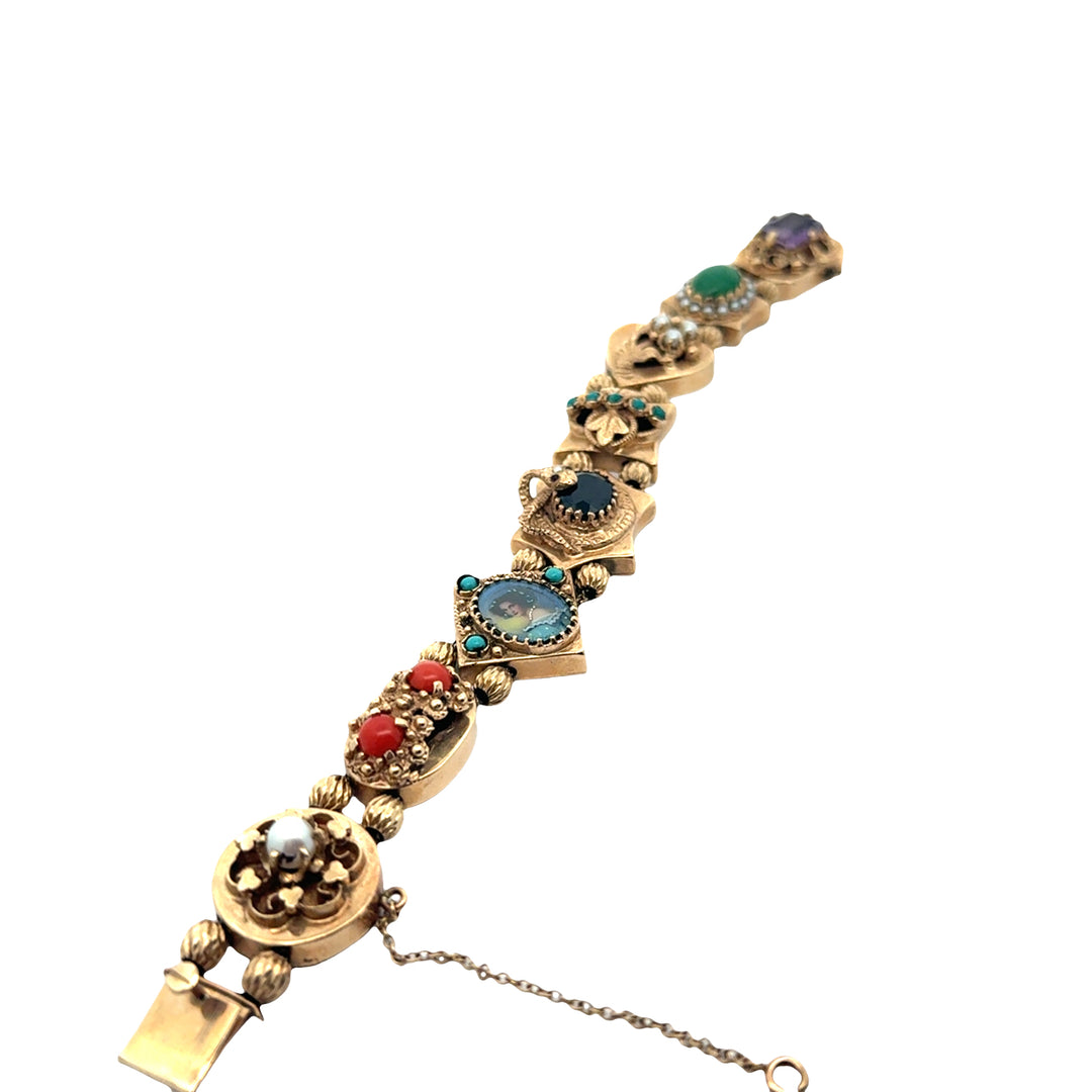 Amazing Victorian Vintage Slide Charm Bracelet