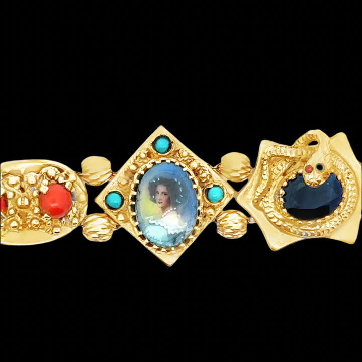 Amazing Victorian Vintage Slide Charm Bracelet