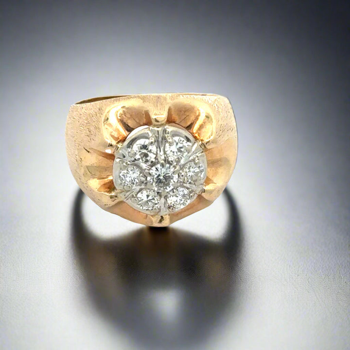 Vintage 14K Gold and Diamond Cluster Ring