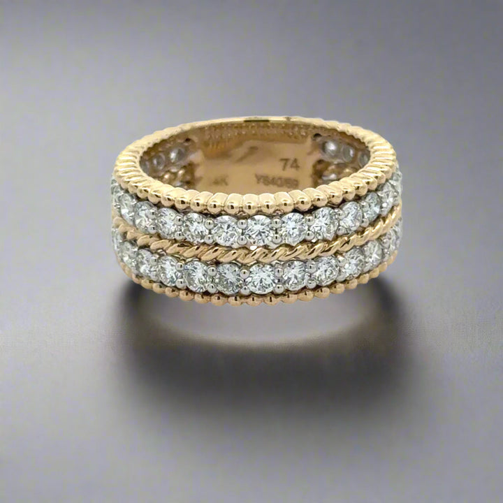 Two Row Estate 14K Gold and Diamond  Ring