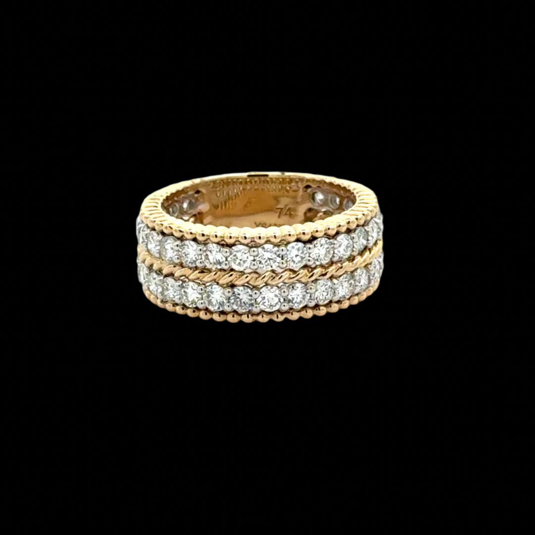 Two Row Estate 14K Gold and Diamond  Ring