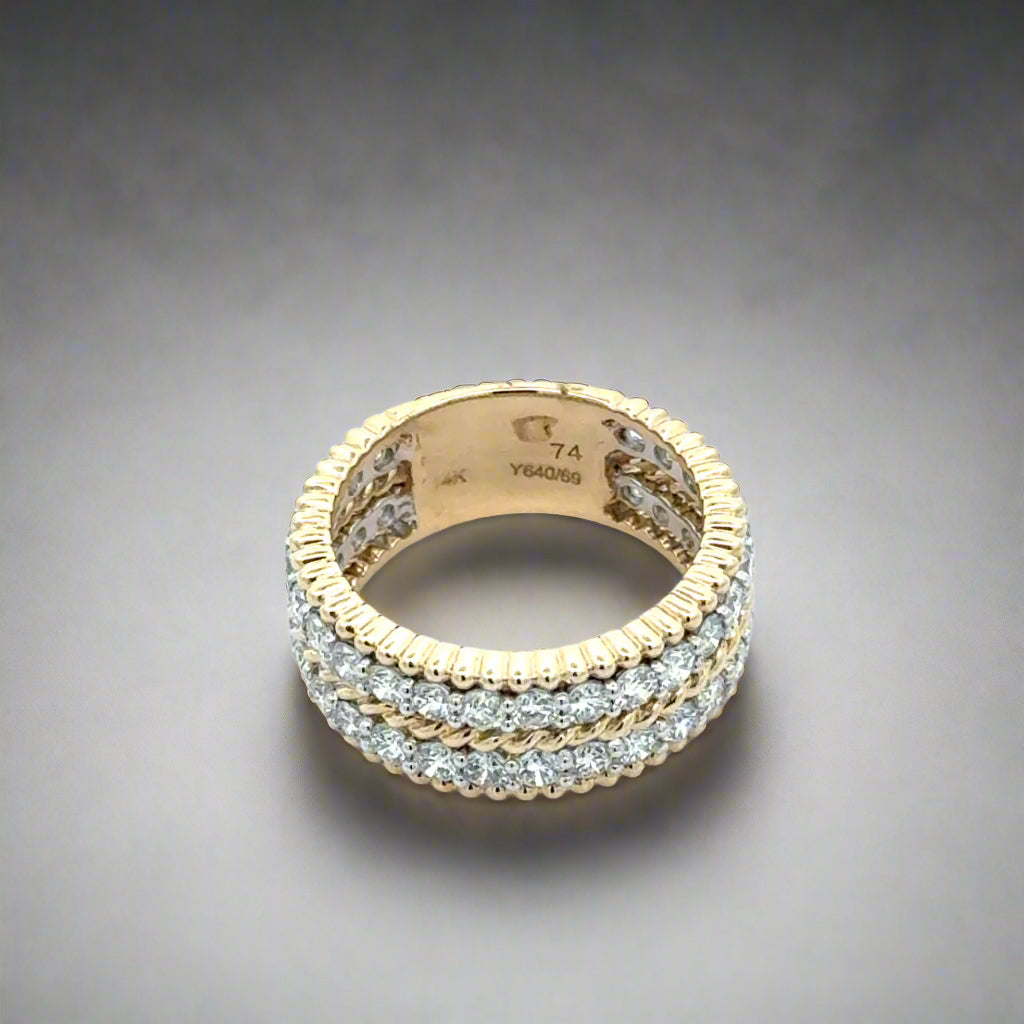 Two Row Estate 14K Gold and Diamond  Ring
