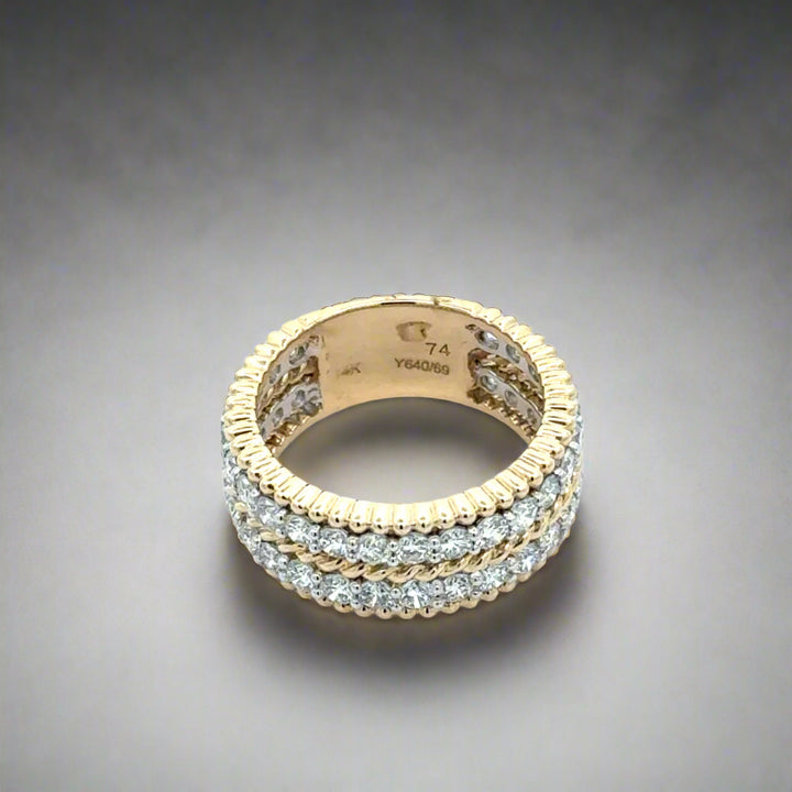 Two Row Estate 14K Gold and Diamond  Ring