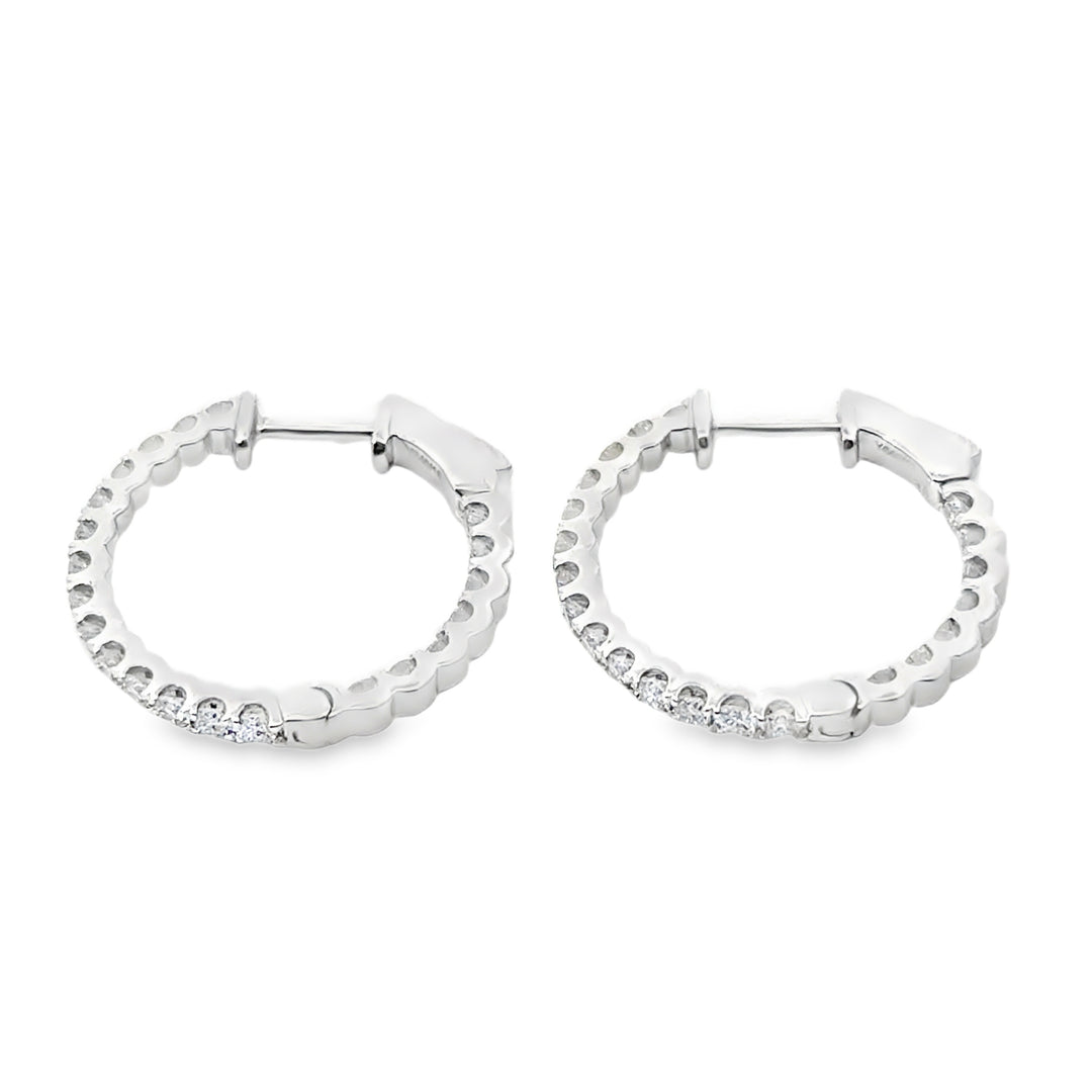 Inside/Outside Diamond and 14K White Gold Hoop Earrings