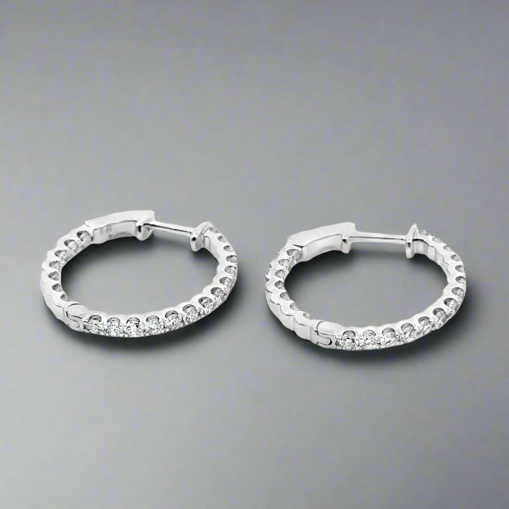 Inside/Outside Diamond and 14K White Gold Hoop Earrings