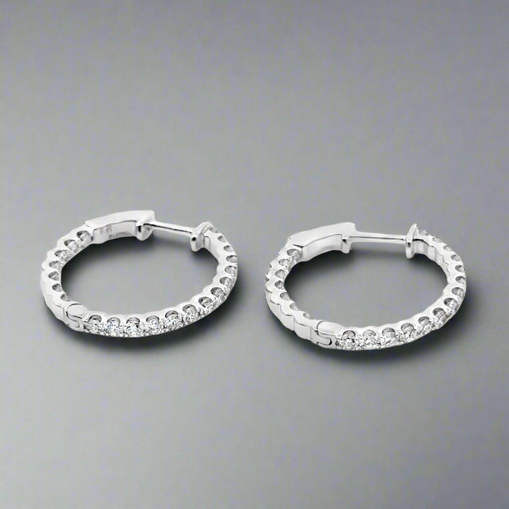Inside/Outside Diamond and 14K White Gold Hoop Earrings