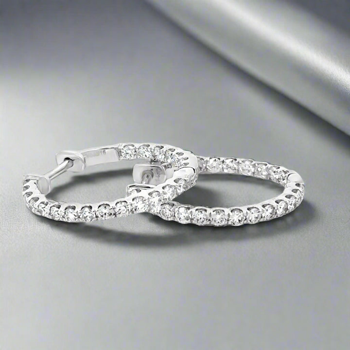 Inside/Outside Diamond and 14K White Gold Hoop Earrings